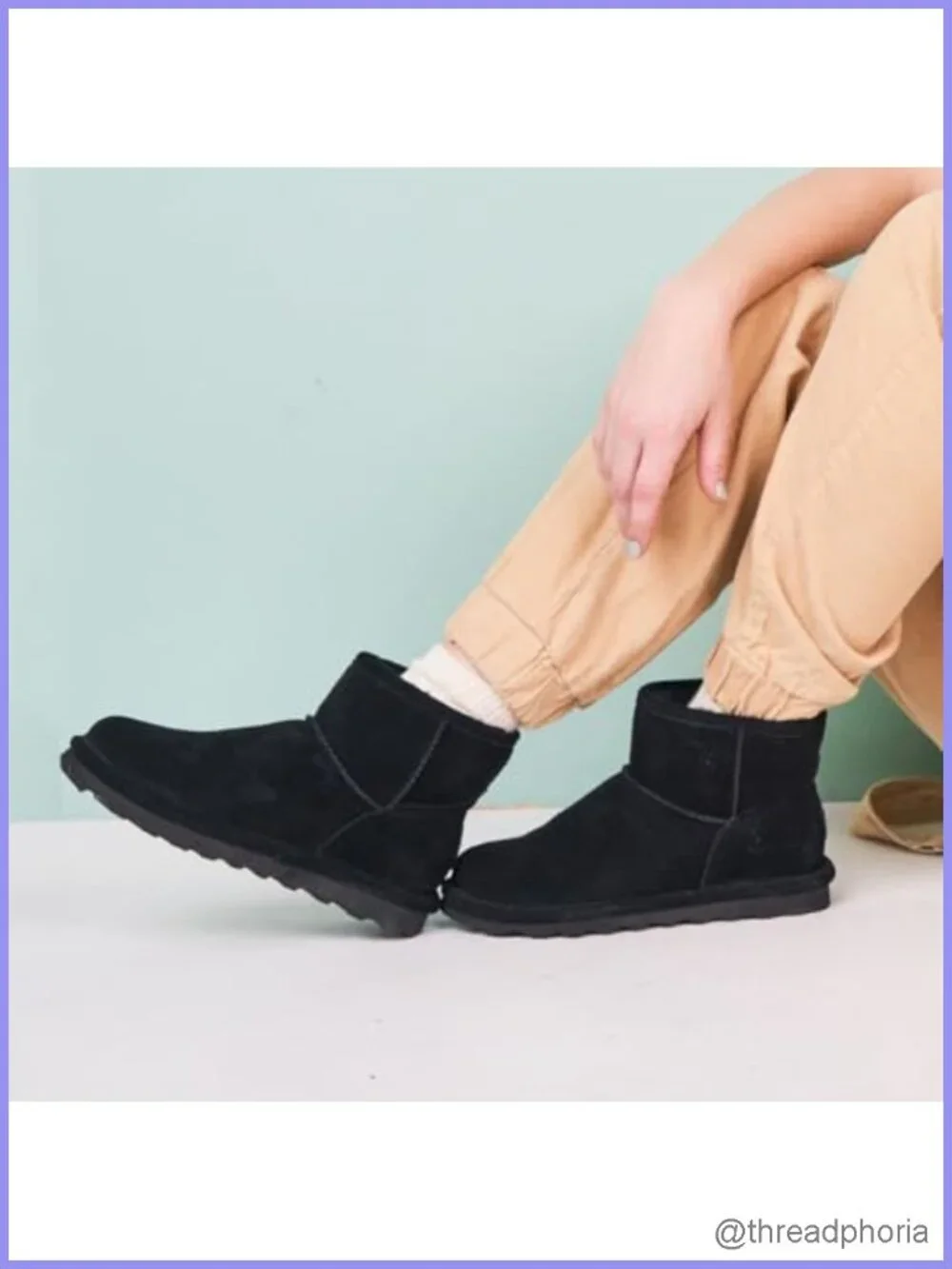 Women's Suede Slip-On Ankle Boots with Wool Lining & Rubber Sole